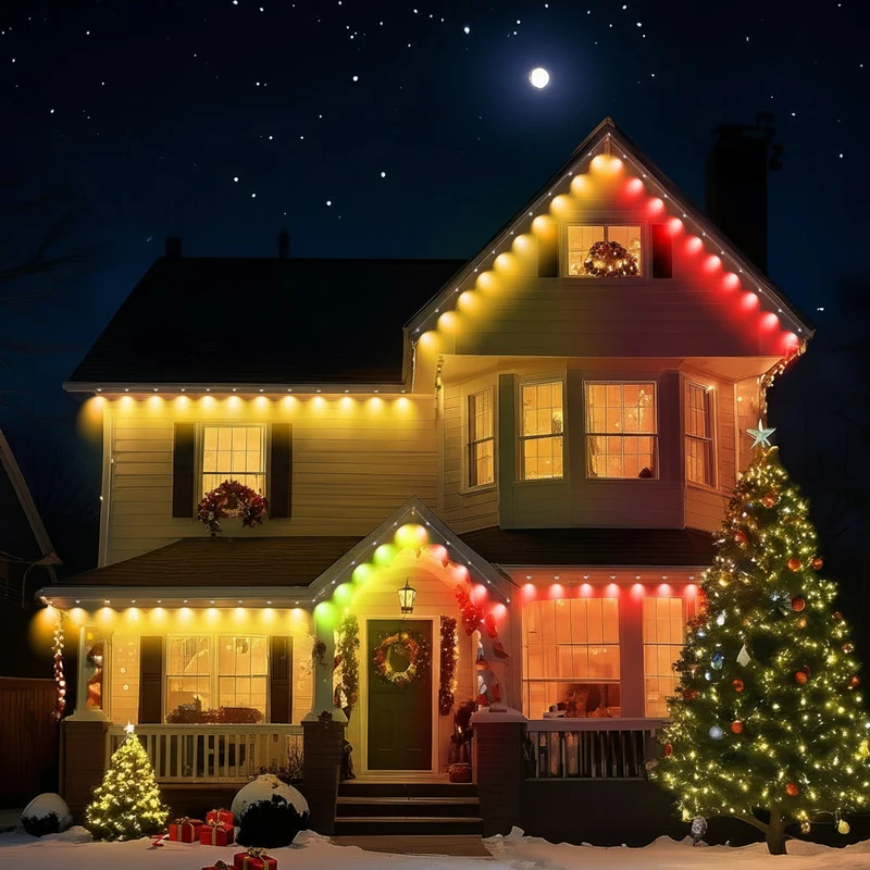 Slimme LED Dakrandverlichting 15m-30m App Bediening Multicolor Buitenverlichting Feestdagen Tuin Decoratie | Sansoti