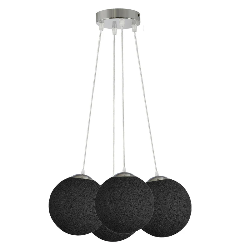 Rattan Wicker Woven Ball Globe Pendelleuchtenschirm 4 Outlet Schwarz~2052