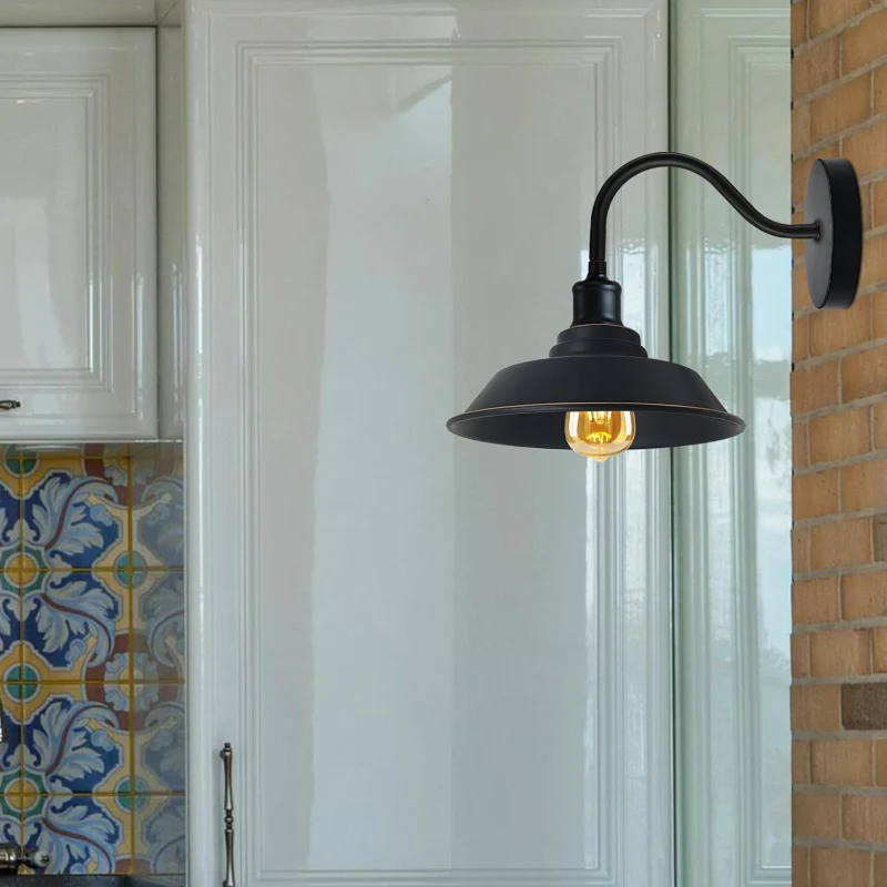 Schwarz Wandleuchte Industrial Vintage Wandlampe Schwanenhals ~2020