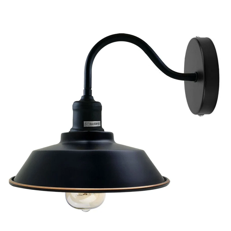 Schwarz Wandleuchte Industrial Vintage Wandlampe Schwanenhals ~2020
