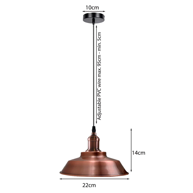 Moderne Pendelleuchte, Vintage Metallschirm Kupfer – E27~2016