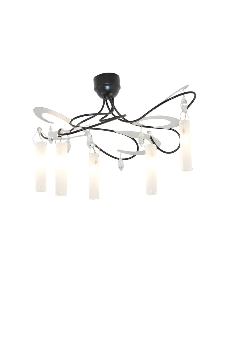 Deckenlampe Casino 5-flammig Kristall Satiniert Glas