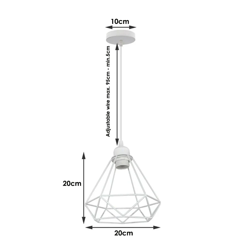 Design-Hängelampe weiß Drahtkäfig Ø 20 cm für barlampen~1896