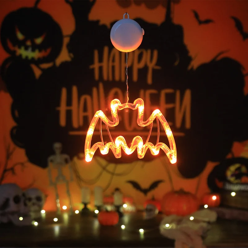 Halloween LED Slingerverlichting op Batterij met Vleermuis Spook Pompoen Motieven Sfeervolle Feestdecoratie | Sansoti