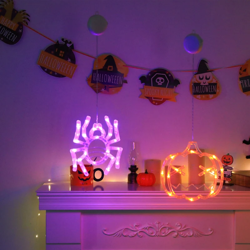 Halloween LED Slingerverlichting op Batterij met Vleermuis Spook Pompoen Motieven Sfeervolle Feestdecoratie | Sansoti