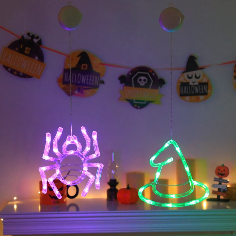 Halloween LED Slingerverlichting op Batterij met Vleermuis Spook Pompoen Motieven Sfeervolle Feestdecoratie | Sansoti