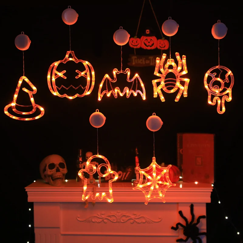 Halloween LED Slingerverlichting op Batterij met Vleermuis Spook Pompoen Motieven Sfeervolle Feestdecoratie | Sansoti