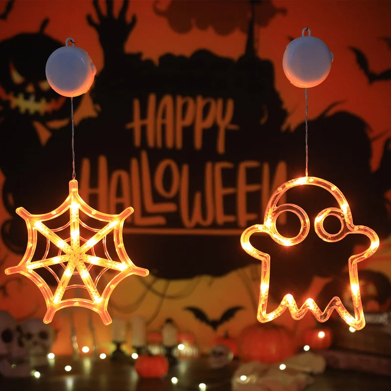 Halloween LED Slingerverlichting op Batterij met Vleermuis Spook Pompoen Motieven Sfeervolle Feestdecoratie | Sansoti