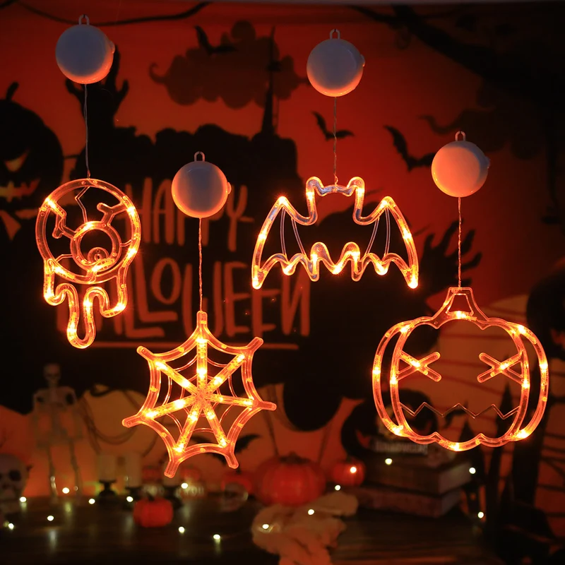 Halloween LED Slingerverlichting op Batterij met Vleermuis Spook Pompoen Motieven Sfeervolle Feestdecoratie | Sansoti