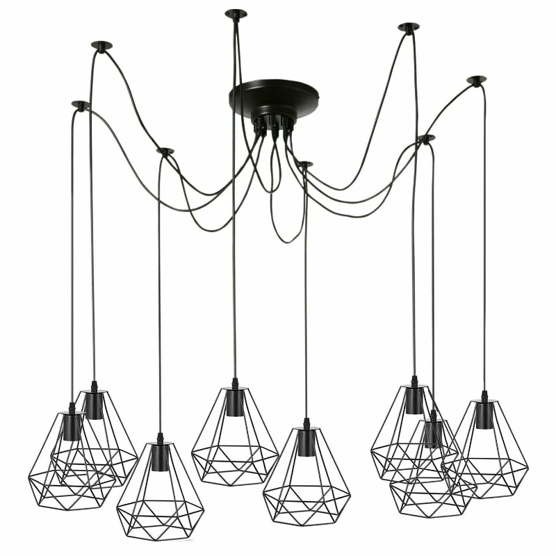 Industrial Spinnen Käfig Kronleuchter E27 Schwarz 2m kabel ~1887