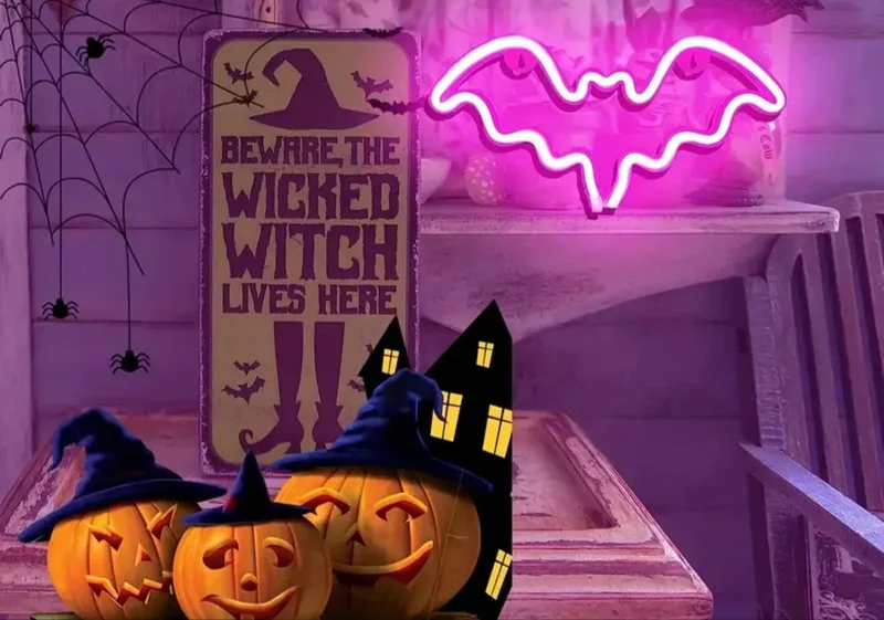 LED Neonlamp Vleermuis Spook Tafel Halloween Decoratie Feestverlichting Binnen Buiten Sfeerverlichting | Sansoti