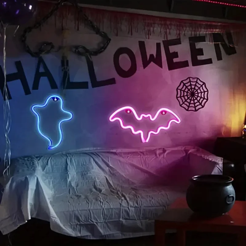 LED Neonlamp Vleermuis Spook Tafel Halloween Decoratie Feestverlichting Binnen Buiten Sfeerverlichting | Sansoti