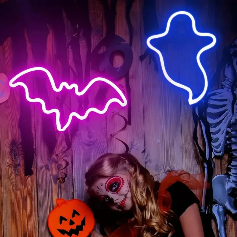 LED Neonlamp Vleermuis Spook Tafel Halloween Decoratie Feestverlichting Binnen Buiten Sfeerverlichting | Sansoti