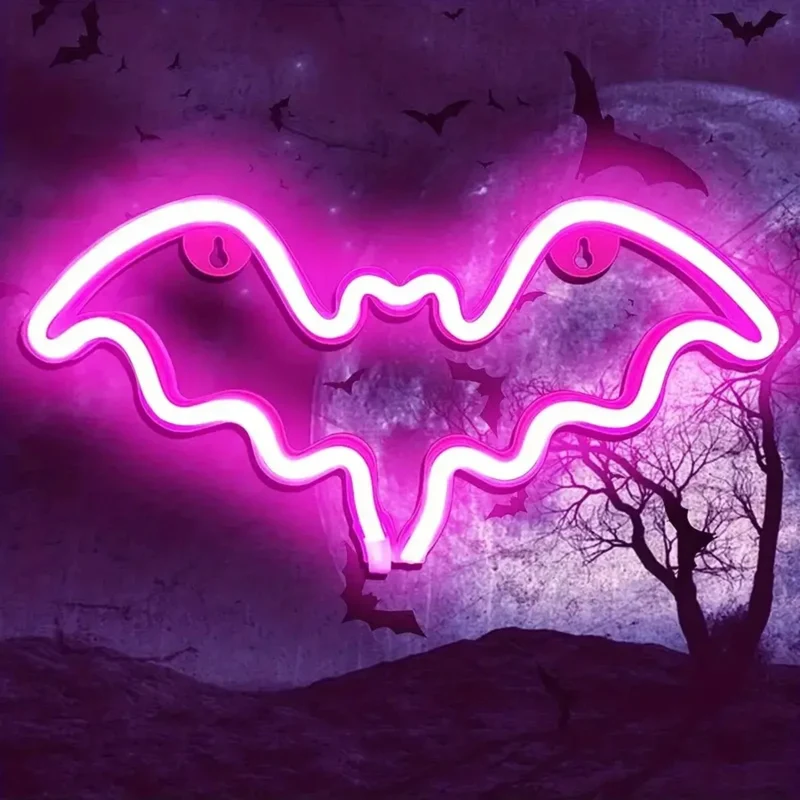 LED Neonlamp Vleermuis Spook Tafel Halloween Decoratie Feestverlichting Binnen Buiten Sfeerverlichting | Sansoti