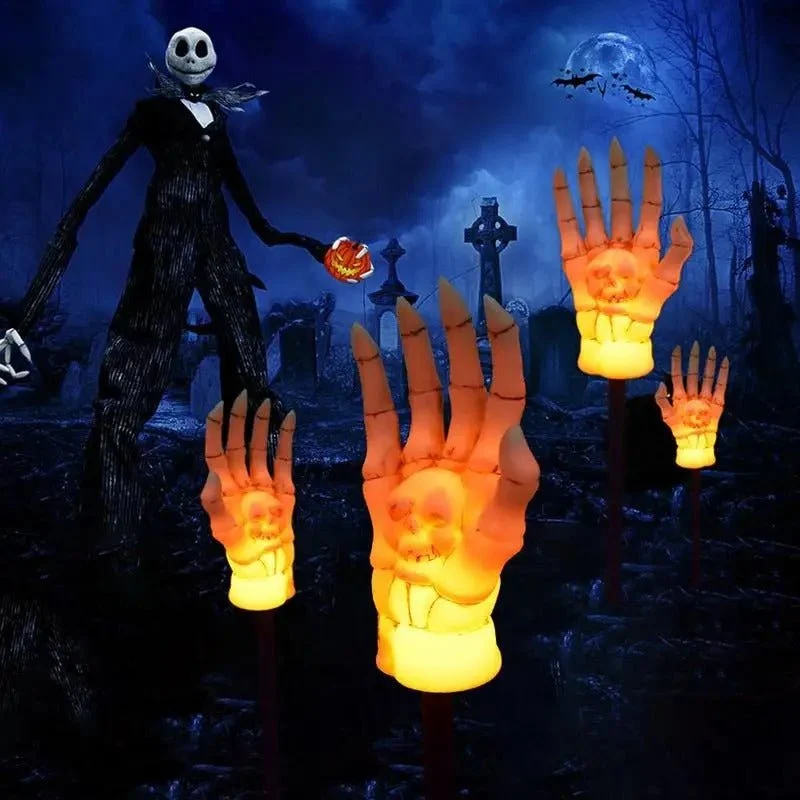 Skelethand Grondspot op Zonne-energie Halloween Tuinverlichting Griezelthema Buiten Decoratief voor Tuin | Sansoti