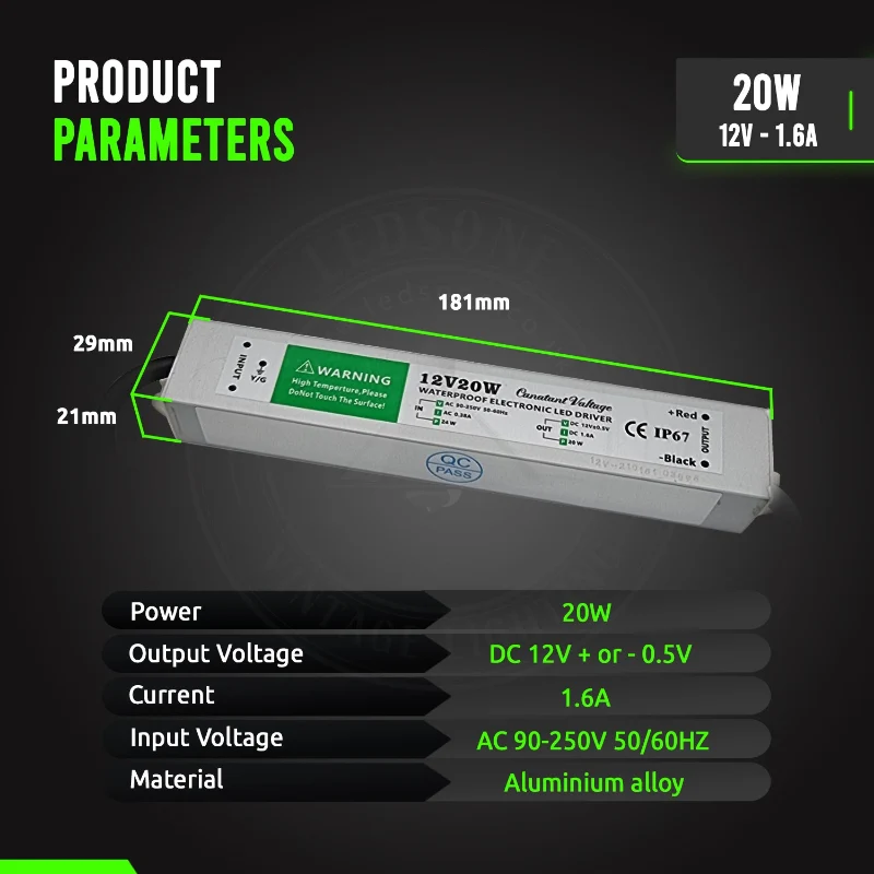 LED trafo 12v IP67 wasserdicht Netzteil 10W - 350W ~1545