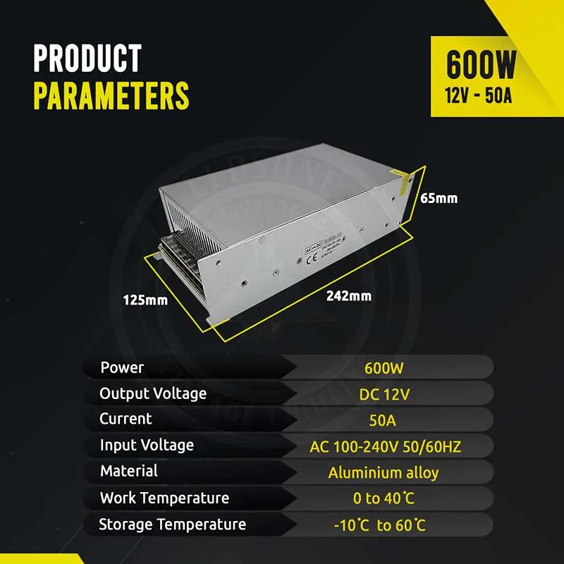 12V 50A 600W LED Netzteil Trafo Schalt Adapter Treiber ~1542