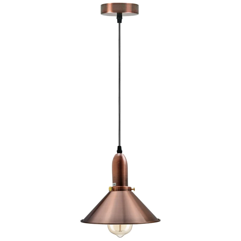 Industrielle Retro Kupfer Metallkegelform Schatten Innendecken Pendelleuchte Armatur~1614