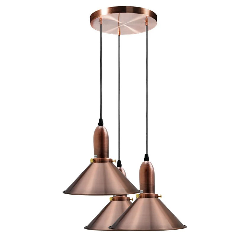 Industrielle Retro Kupfer Metallkegelform Schatten Innendecken Pendelleuchte Armatur~1614