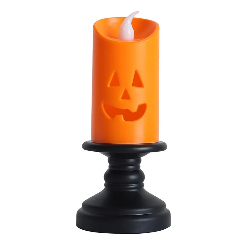 LED Pompoen Kaars met Spookjesgezicht voor Halloween Decoratie Veilig Sfeervol Batterij Theelicht Sfeerverlichting | Sansoti