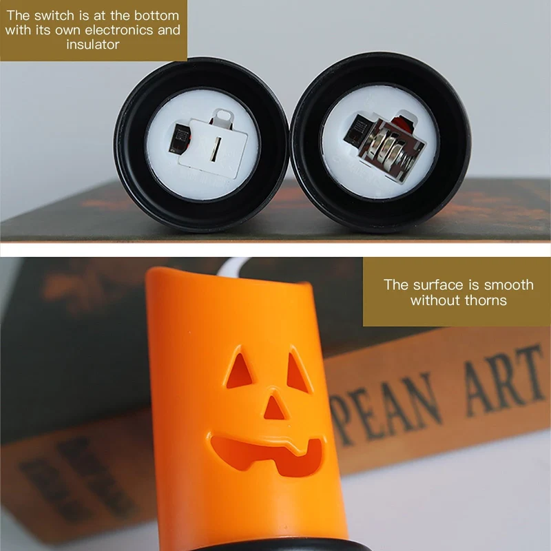 LED Pompoen Kaars met Spookjesgezicht voor Halloween Decoratie Veilig Sfeervol Batterij Theelicht Sfeerverlichting | Sansoti