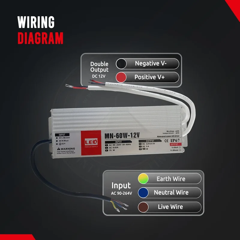 DC 12V LED trafo Netzteil treiber IP67 Wasserdicht ~1313