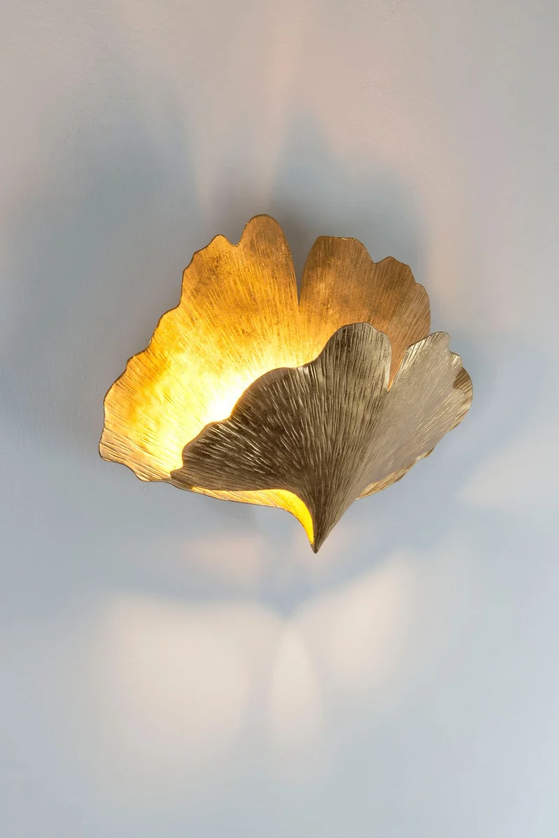 Wandleuchte Ginkgo Due 2-flammig gehämmert Rund 32x11cm