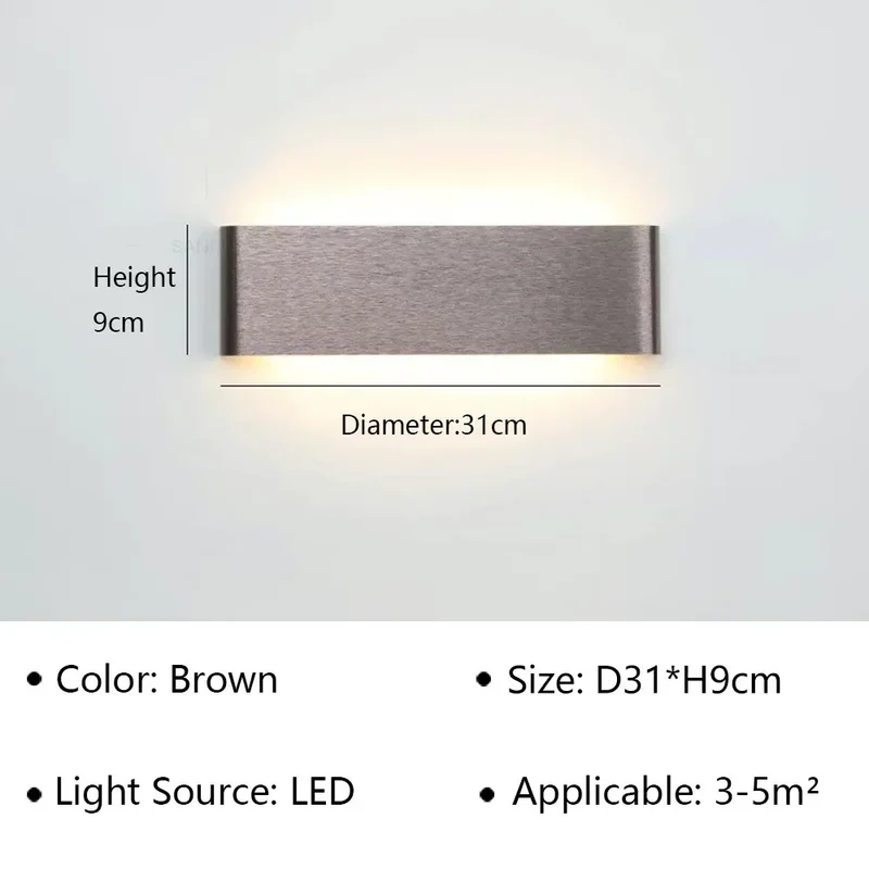 LED Wandlamp Modern Aluminium Acryl 30cm Warm Wit Zwart Goud Slaapkamer Hal Badkamer Minimalistisch Design | Sansoti