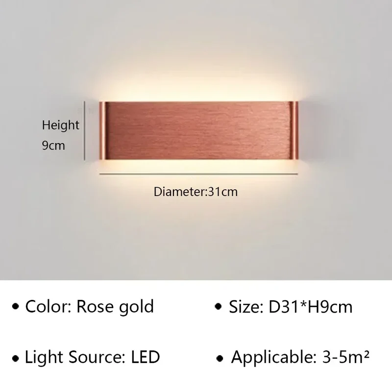 LED Wandlamp Modern Aluminium Acryl 30cm Warm Wit Zwart Goud Slaapkamer Hal Badkamer Minimalistisch Design | Sansoti