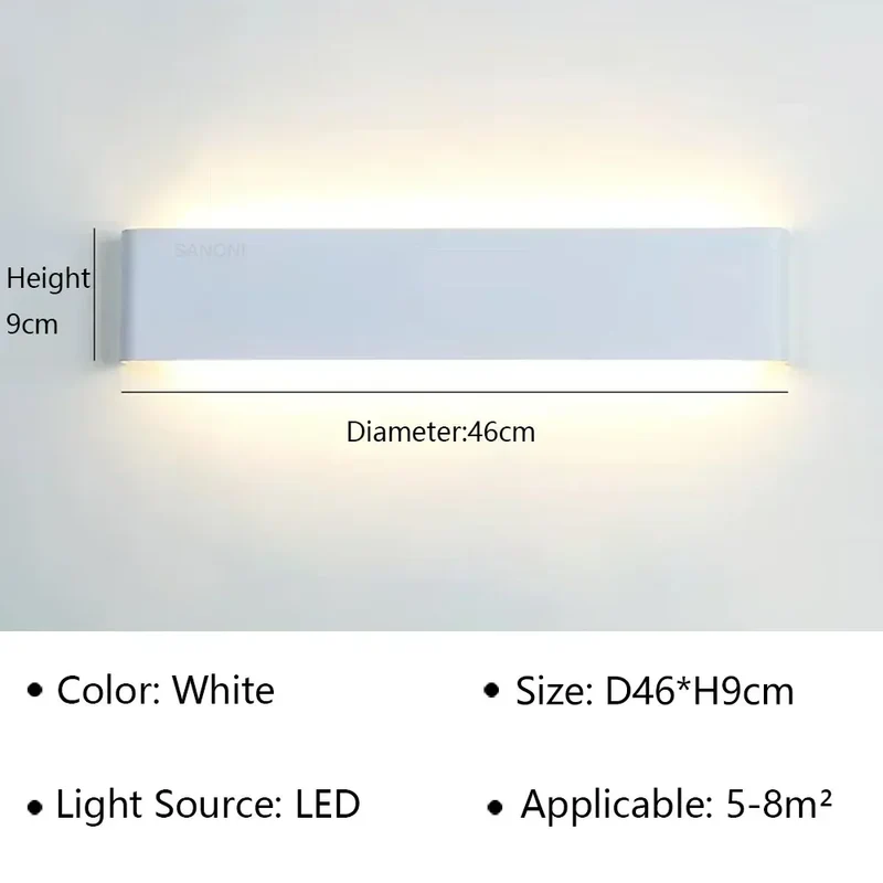 LED Wandlamp Modern Aluminium Acryl 30cm Warm Wit Zwart Goud Slaapkamer Hal Badkamer Minimalistisch Design | Sansoti