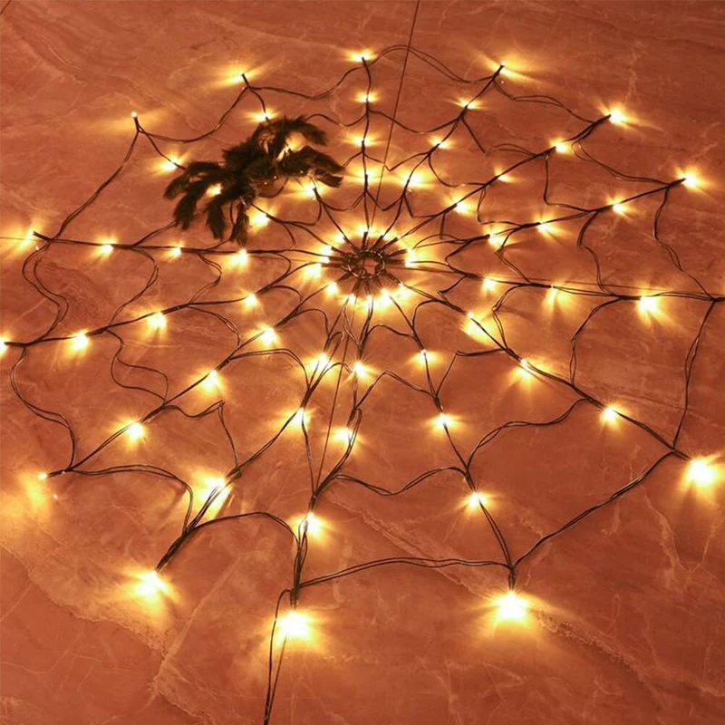 Spinnenwebverlichting LED Waterdicht Halloween Decoratie Feestverlichting 8 Standen Afstandsbediening | Sansoti