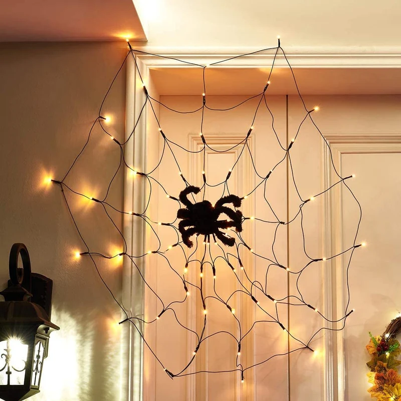 Spinnenwebverlichting LED Waterdicht Halloween Decoratie Feestverlichting 8 Standen Afstandsbediening | Sansoti