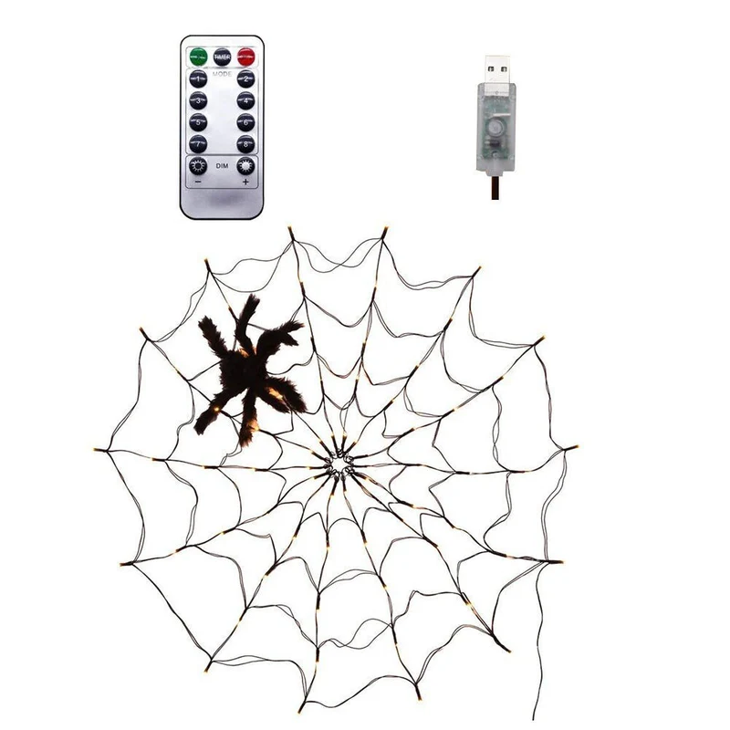 Spinnenwebverlichting LED Waterdicht Halloween Decoratie Feestverlichting 8 Standen Afstandsbediening | Sansoti