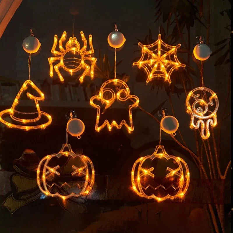 Halloween LED Zuignap Verlichting Griezelig Raamornament Decoratieve Sfeerverlichting Feestdecoratie | Sansoti