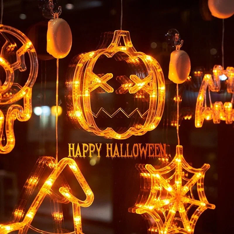 Halloween LED Zuignap Verlichting Griezelig Raamornament Decoratieve Sfeerverlichting Feestdecoratie | Sansoti