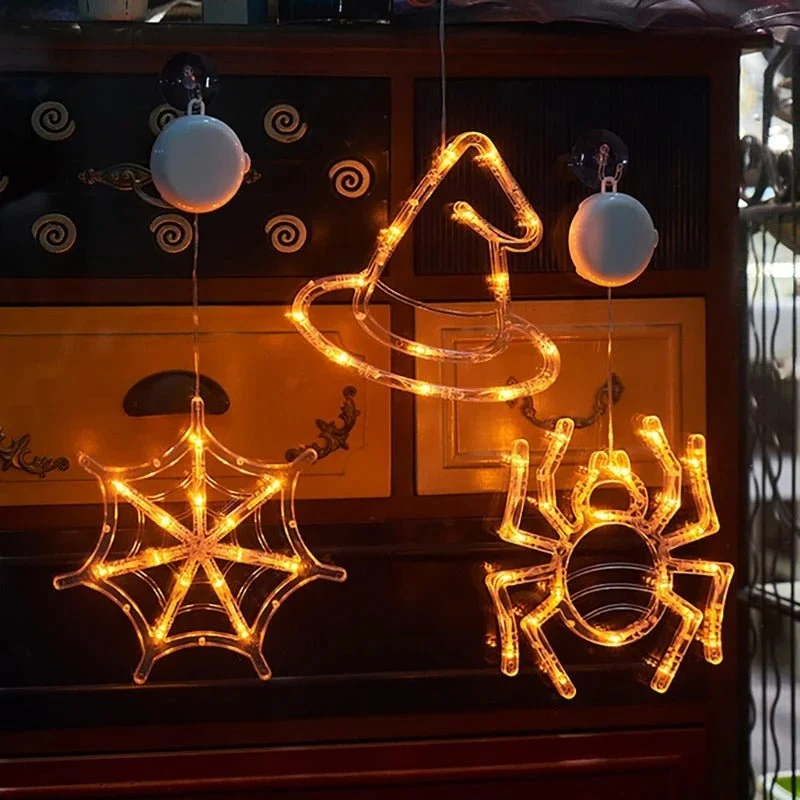 Halloween LED Zuignap Verlichting Griezelig Raamornament Decoratieve Sfeerverlichting Feestdecoratie | Sansoti