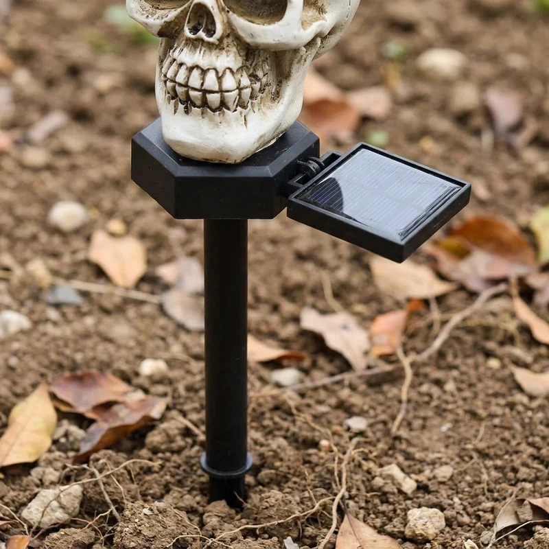 Solar Schedel Tuinlamp met Raaf Decoratie Padverlichting Halloween LED Buitenlamp Zonnecel Waterdicht | Sansoti