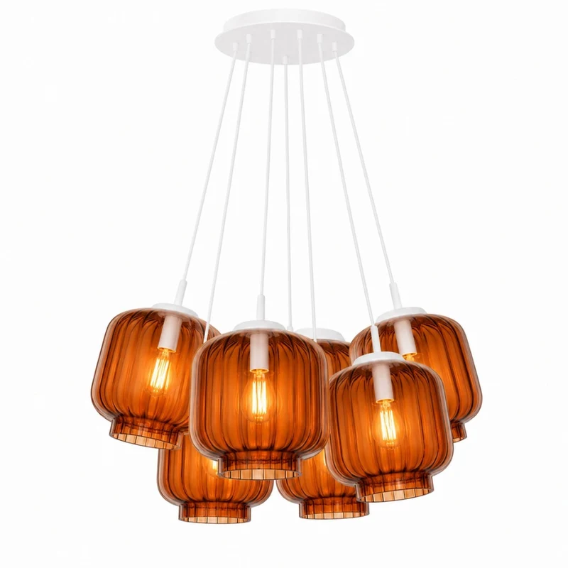 s.luce Velo Cluster Glas-Pendelleuchte 7-flammig 7x20cm