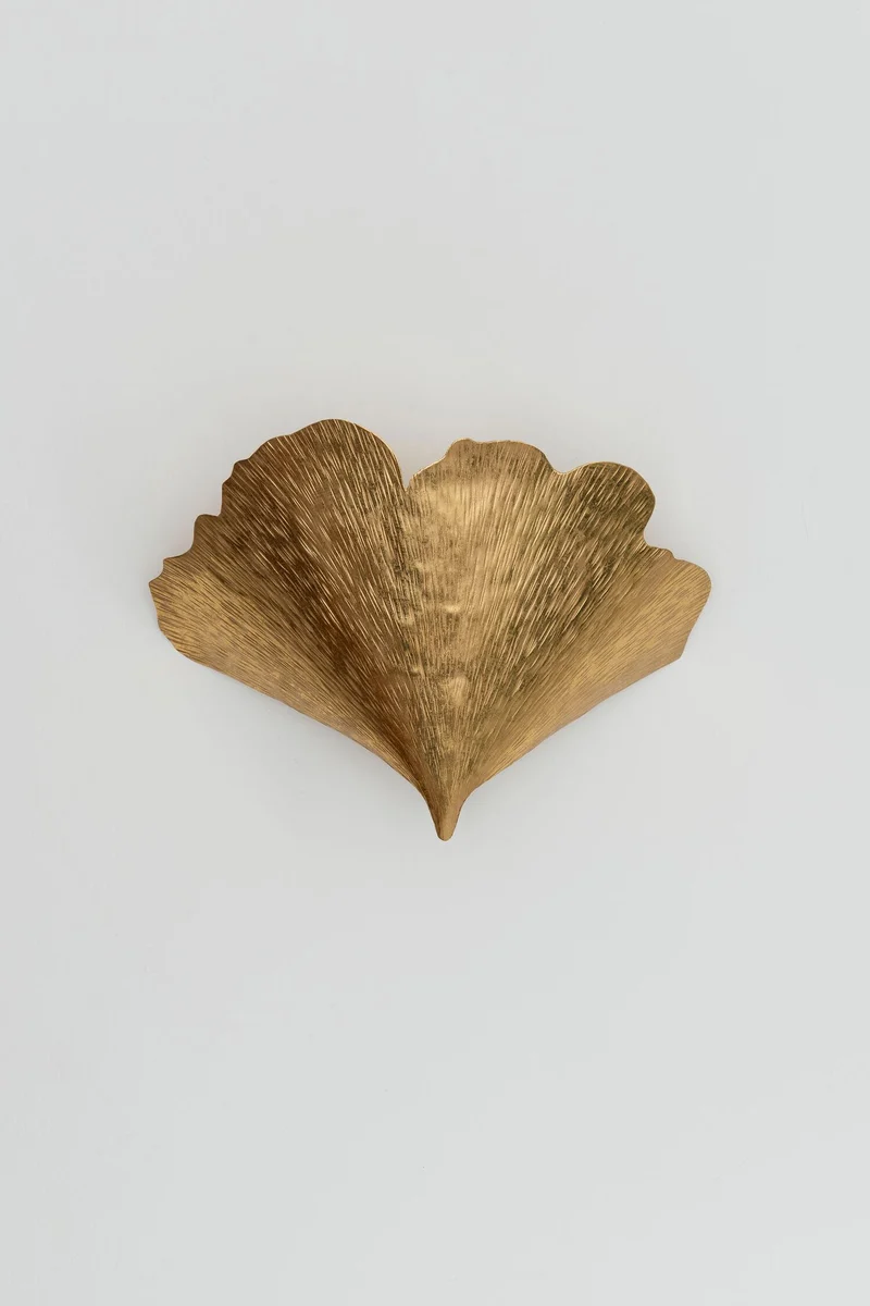 Wandlampe Ginkgo Tre 2-flammig gehämmert 32x10cm Gold