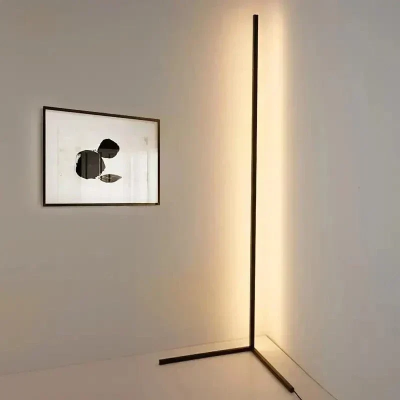 RGB Hoekstaande Vloerlamp met Afstandsbediening Aluminium Zwart 40cm 155cm Modern Sfeerlicht Woonkamer | Sansoti