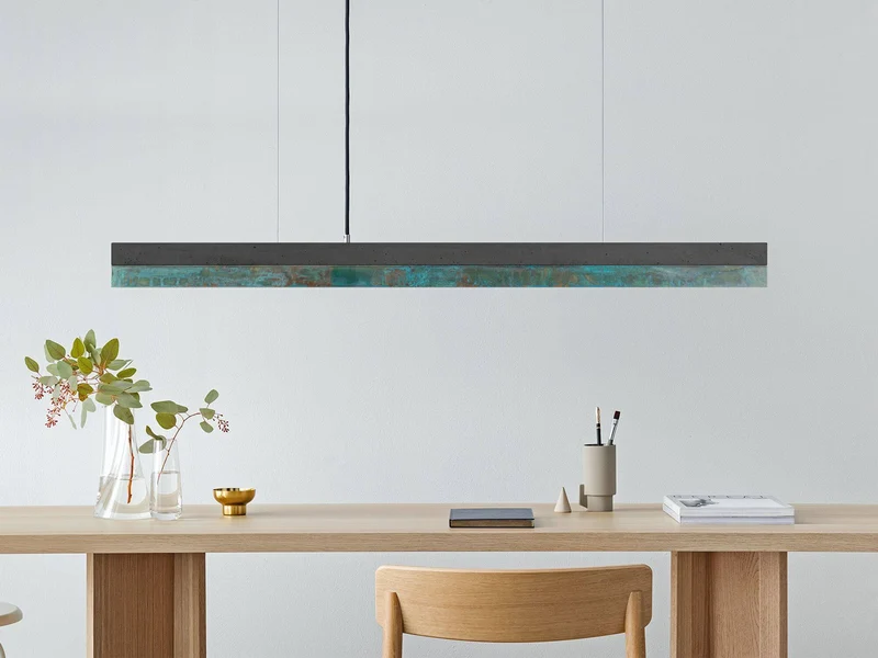 Gantlights C1 LED-Pendelleuchte 122cm Beton Holz