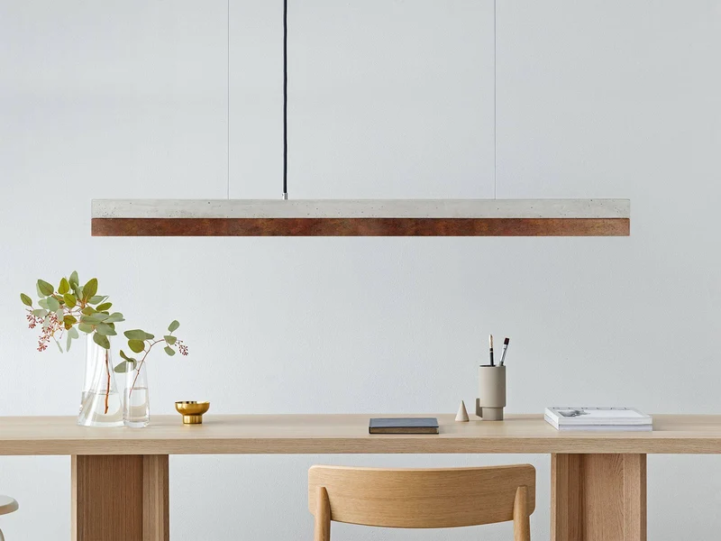 Gantlights C1 LED-Pendelleuchte 122cm Beton Holz