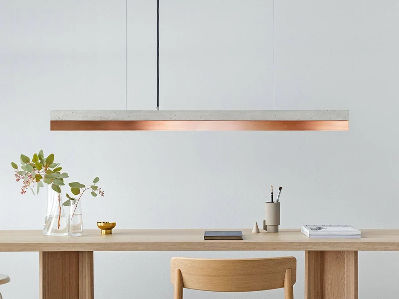 Gantlights C1 LED-Pendelleuchte 122cm Beton Holz
