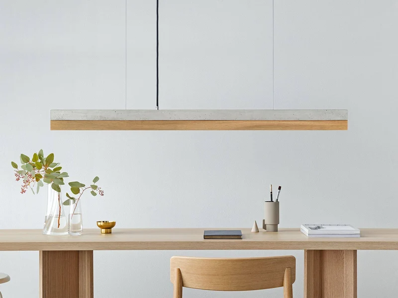 Gantlights C1 LED-Pendelleuchte 122cm Beton Holz