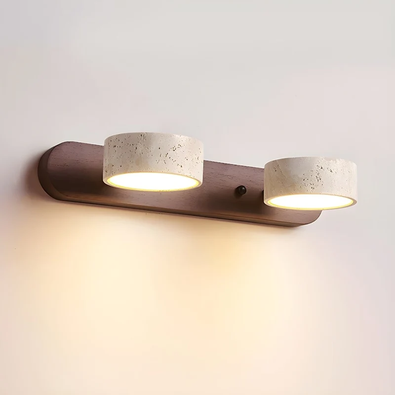 Wandlamp Travertijn LED met Hout Dubbel Licht Architectonische Verlichting Modern Design Interieur Woonkamer | Sansoti