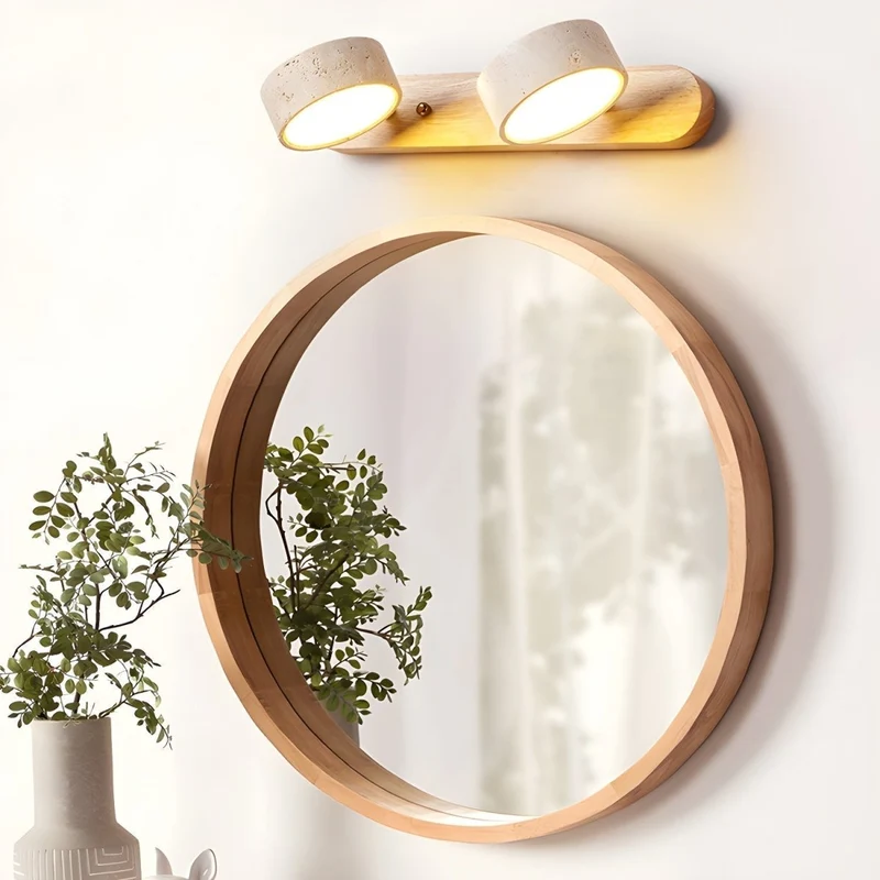 Wandlamp Travertijn LED met Hout Dubbel Licht Architectonische Verlichting Modern Design Interieur Woonkamer | Sansoti