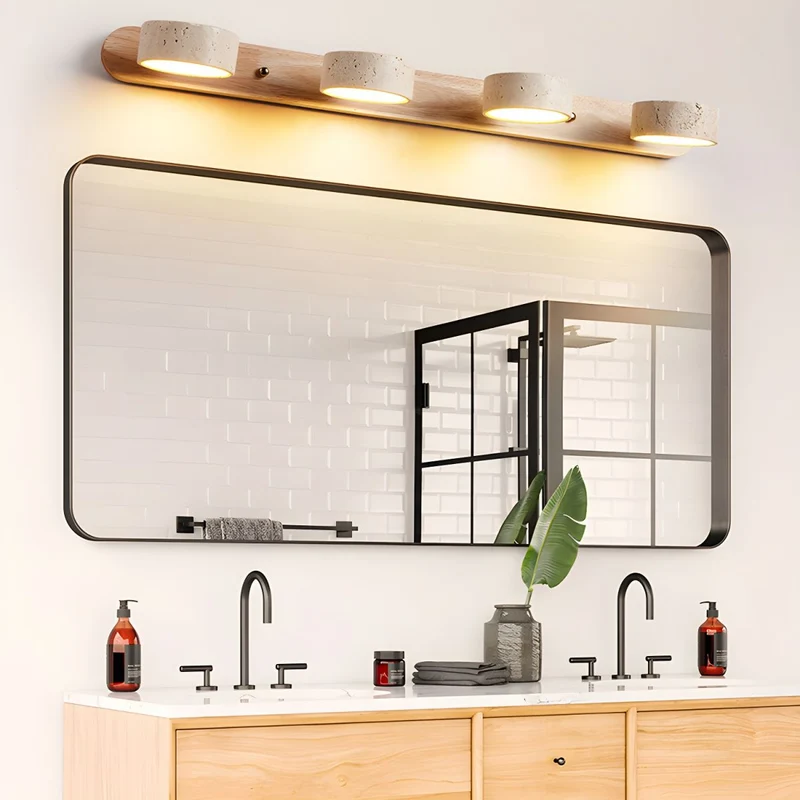Wandlamp Travertijn LED met Hout Dubbel Licht Architectonische Verlichting Modern Design Interieur Woonkamer | Sansoti