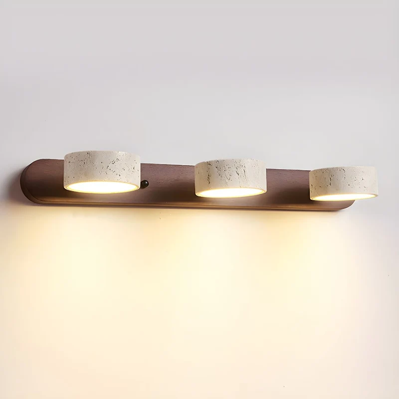 Wandlamp Travertijn LED met Hout Dubbel Licht Architectonische Verlichting Modern Design Interieur Woonkamer | Sansoti