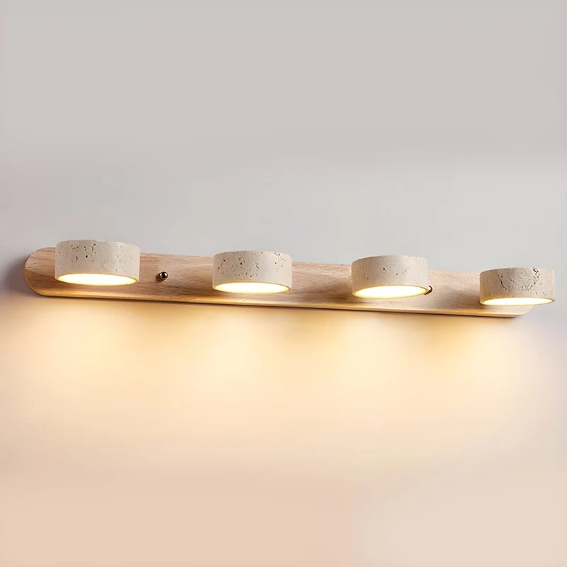 Wandlamp Travertijn LED met Hout Dubbel Licht Architectonische Verlichting Modern Design Interieur Woonkamer | Sansoti