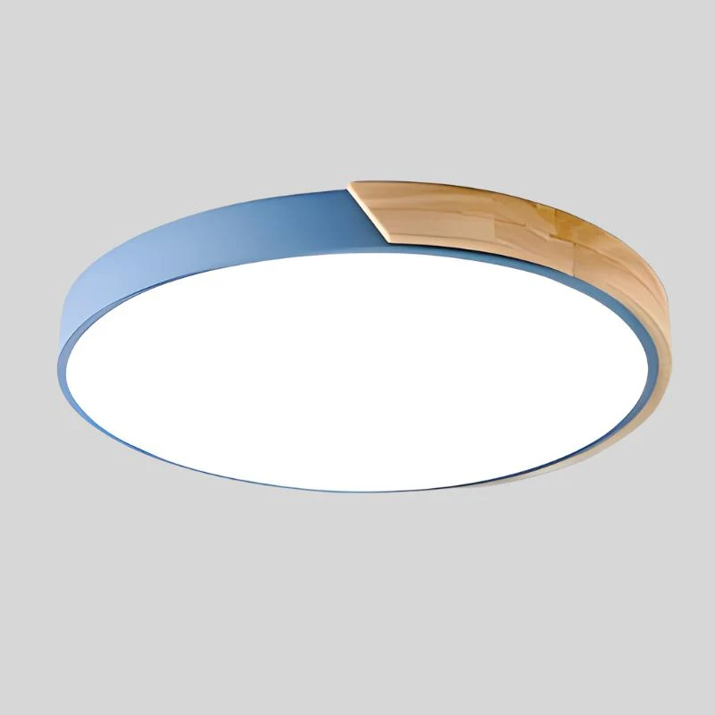Plafondlamp Hout Rond Minimalistisch Design Scandinavisch Macaron Stijl Woonkamer Slaapkamer LED Verlichting | Sansoti